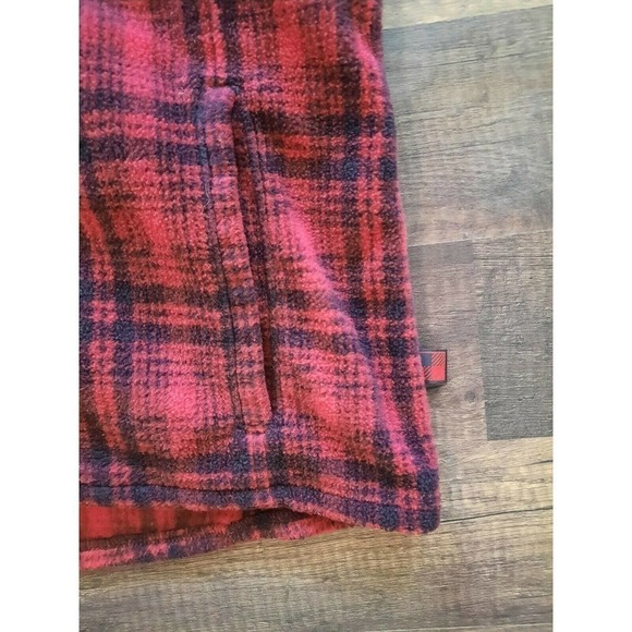 Woolrich Women's Large Red Black Hunt Plaid Fleece Full-Zip Vest Two Pockets - Picture 2 of 6